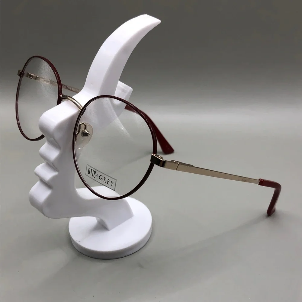 OTIS+GREY OG7016 Dark Red Gold Round Unisex Eyeglasses Demo Lens 51-20-140